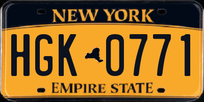NY license plate HGK0771