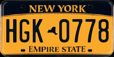 NY license plate HGK0778