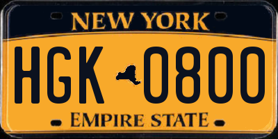 NY license plate HGK0800