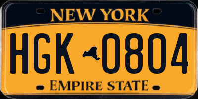 NY license plate HGK0804