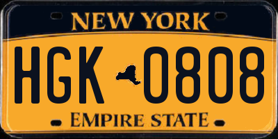 NY license plate HGK0808