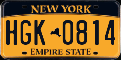 NY license plate HGK0814