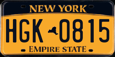 NY license plate HGK0815