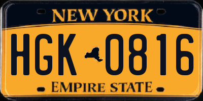 NY license plate HGK0816