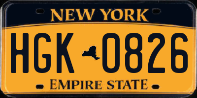 NY license plate HGK0826