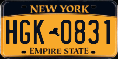 NY license plate HGK0831