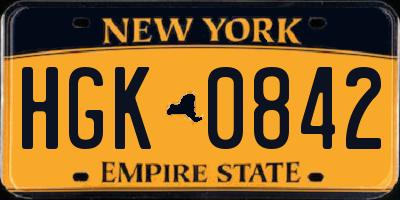 NY license plate HGK0842