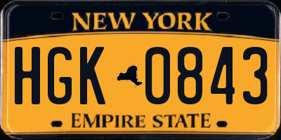 NY license plate HGK0843