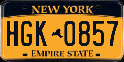 NY license plate HGK0857