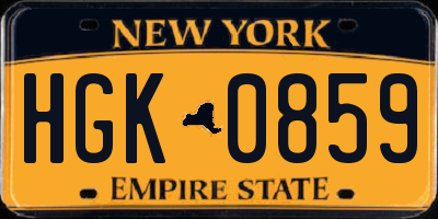 NY license plate HGK0859