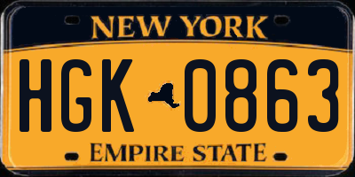 NY license plate HGK0863