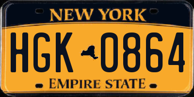 NY license plate HGK0864