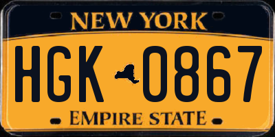 NY license plate HGK0867