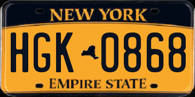 NY license plate HGK0868