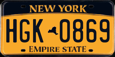 NY license plate HGK0869