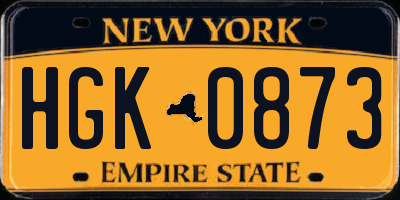 NY license plate HGK0873