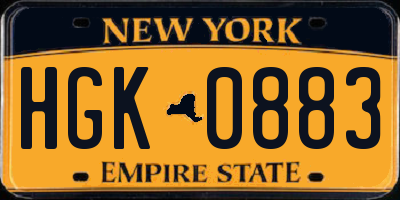 NY license plate HGK0883