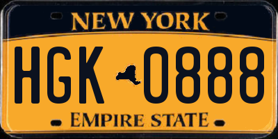 NY license plate HGK0888