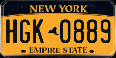 NY license plate HGK0889