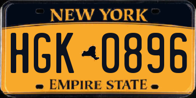 NY license plate HGK0896