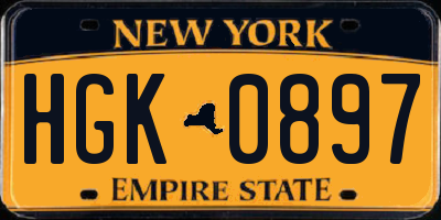 NY license plate HGK0897