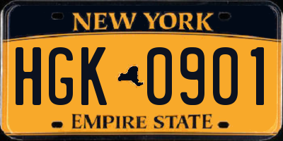 NY license plate HGK0901