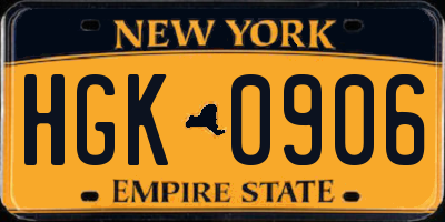 NY license plate HGK0906