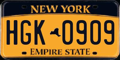 NY license plate HGK0909