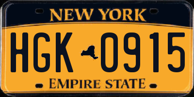 NY license plate HGK0915