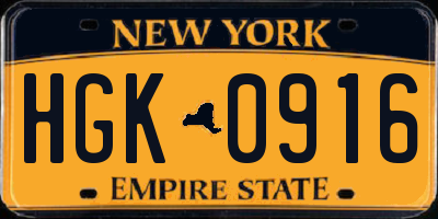 NY license plate HGK0916