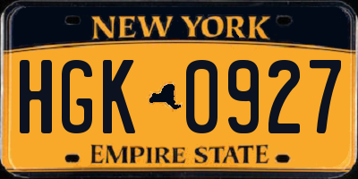 NY license plate HGK0927