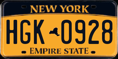 NY license plate HGK0928
