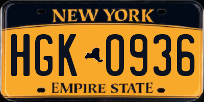 NY license plate HGK0936