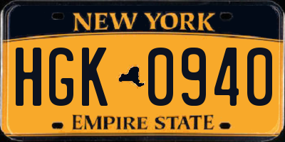 NY license plate HGK0940