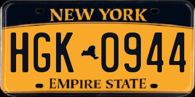 NY license plate HGK0944