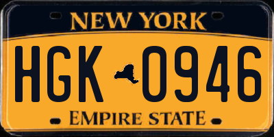 NY license plate HGK0946