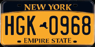 NY license plate HGK0968