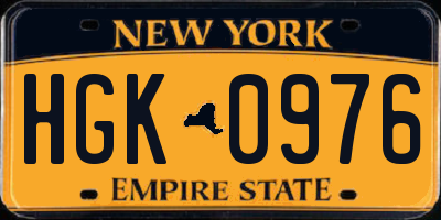 NY license plate HGK0976