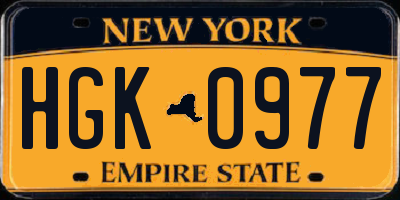 NY license plate HGK0977