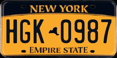 NY license plate HGK0987