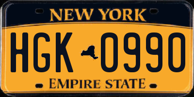 NY license plate HGK0990