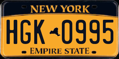 NY license plate HGK0995