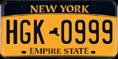 NY license plate HGK0999