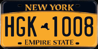 NY license plate HGK1008