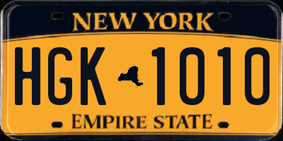 NY license plate HGK1010