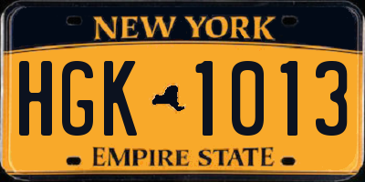 NY license plate HGK1013