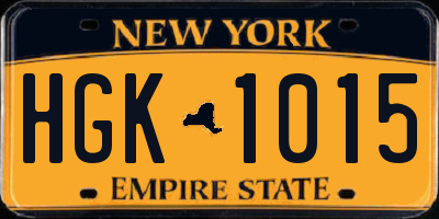 NY license plate HGK1015