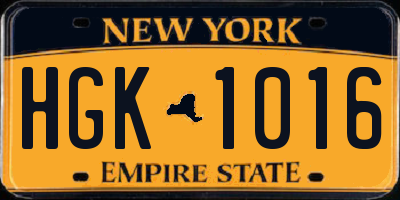 NY license plate HGK1016