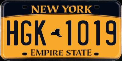 NY license plate HGK1019