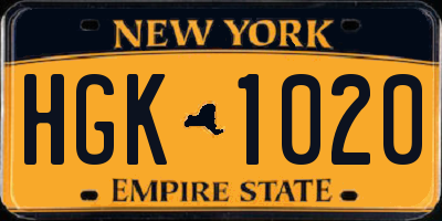 NY license plate HGK1020